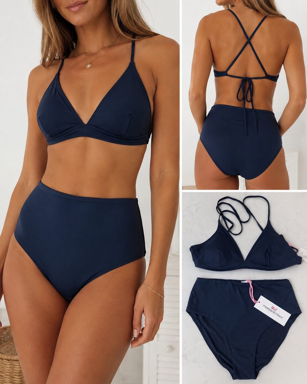 Vineyard Vines NWT Nautical Navy High-Waist Bikini Set Size Small